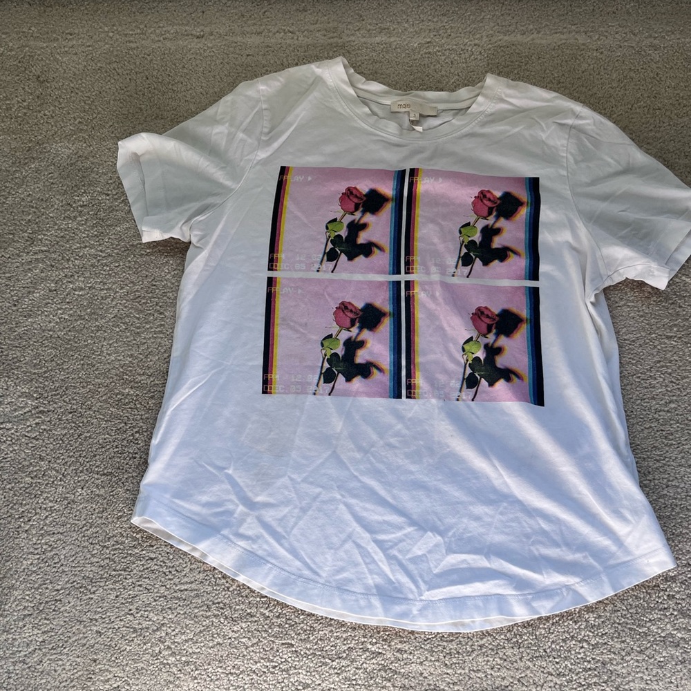 maje like new camera lense filter rose t shirt